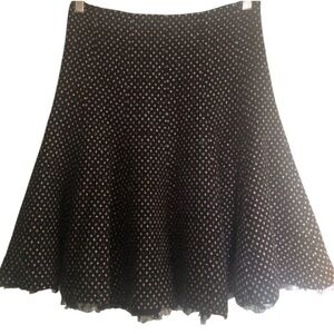 David Charles Black Wool blend skirt w/pink thread detail & ruffle hem Size 14